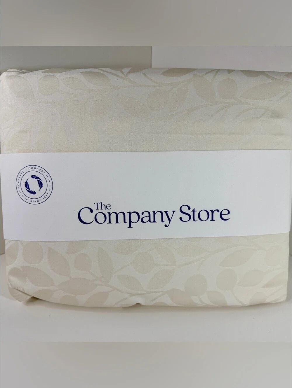 The Company Store Jacquard Leaf Supima Cotton Sateen Sheet Set King Ivory